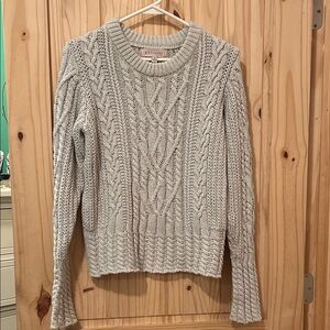Philosophy Cable Knit Sweater - Light Gray/ off white cream